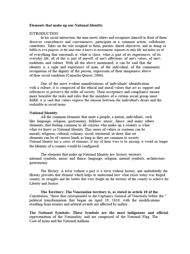 Key Elements of National Identity | PDF | Venezuela
