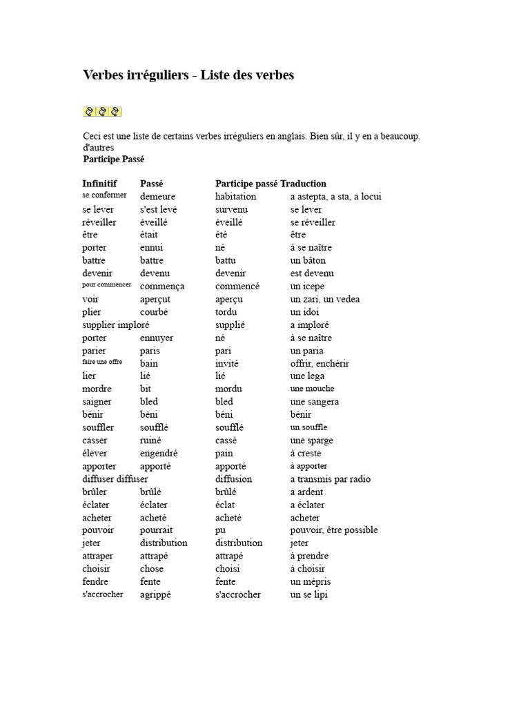 Liste des verbes irréguliers anglais | PDF