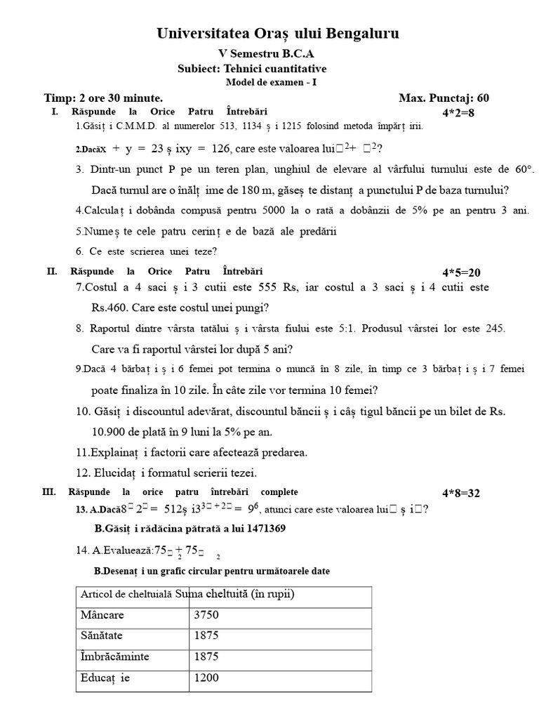 Model de Examen | PDF