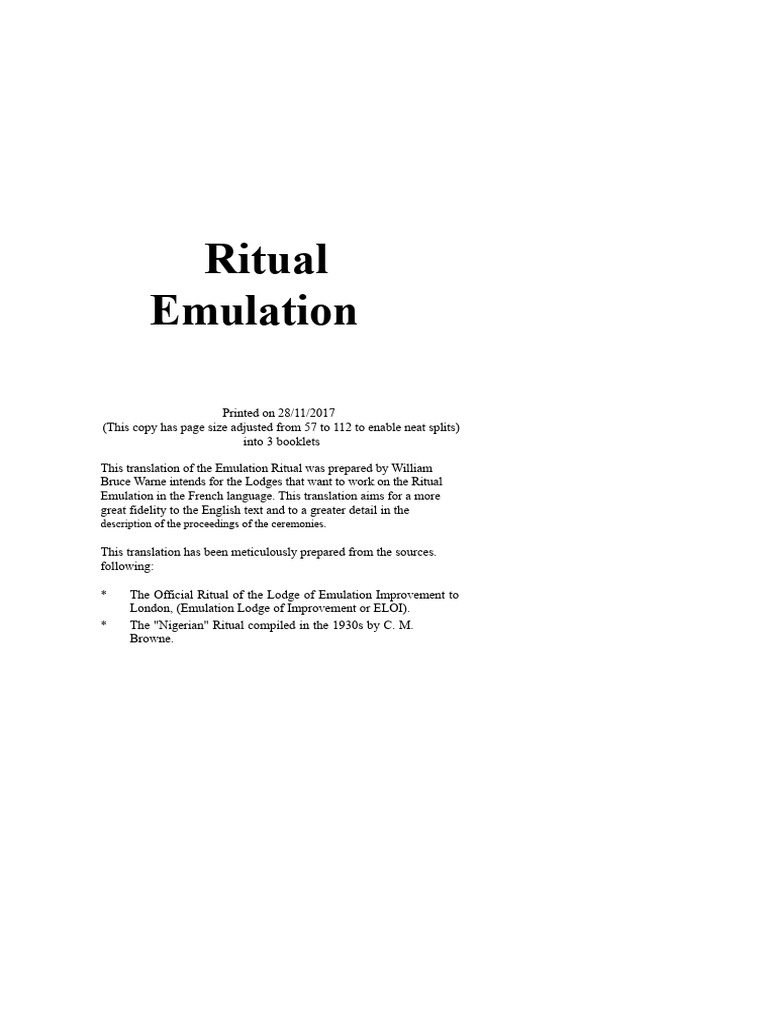 Emulation Ritual Translation Guide | PDF | Freemasonry | Masonic Lodge
