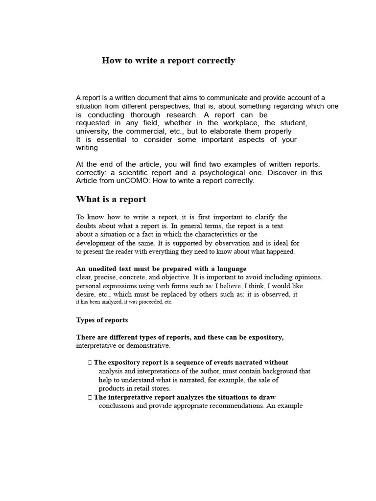 How To Write A Report Correctly, Introduction and Conclusion | PDF ...