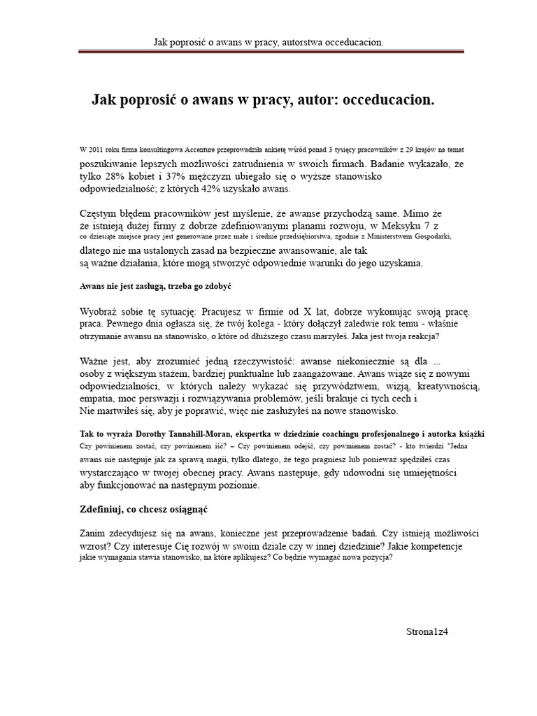 Jak Poprosić o Awans W Pracy | PDF