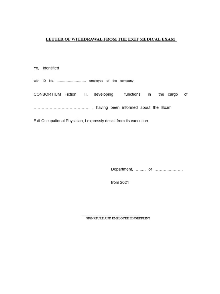 Withdrawal from Exit Medical Exam | PDF