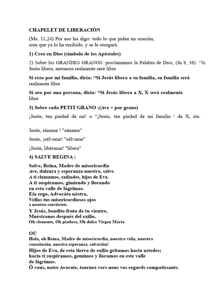 Rosario de Liberación: Oración y Fe | PDF | Creencia religiosa y ...