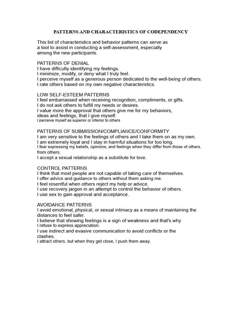 The Patterns and Characteristics of Codependency | PDF