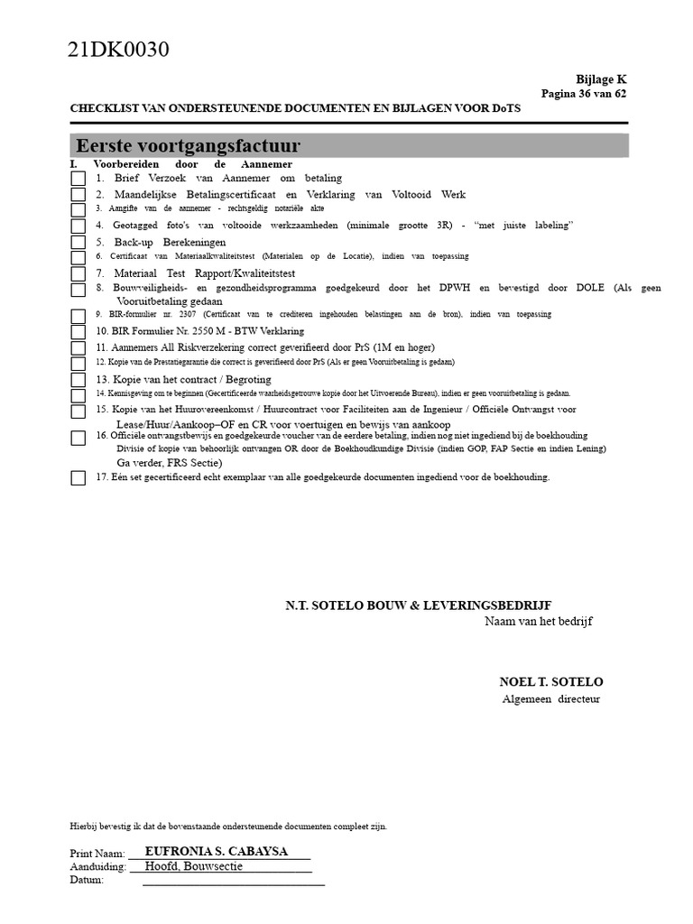 DO 011 s2021 Eerste Vooruitbetaling | PDF