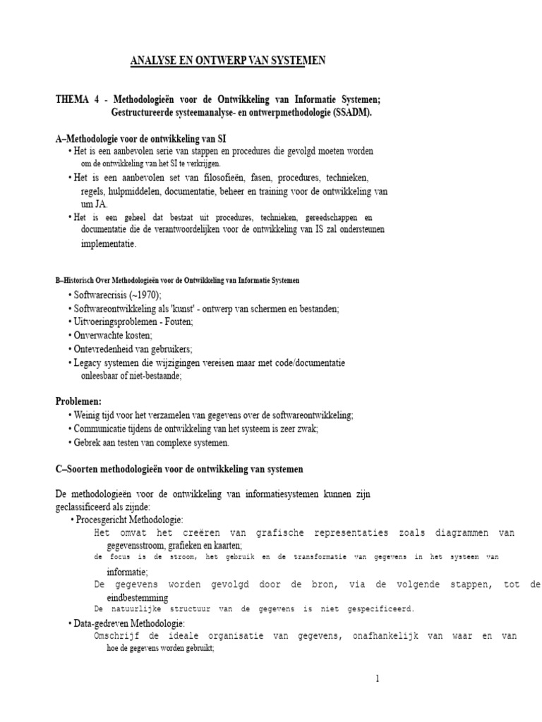 ADS - Tema 4 - Methodologieën Voor de Ontwikkeling Van Informatie ...