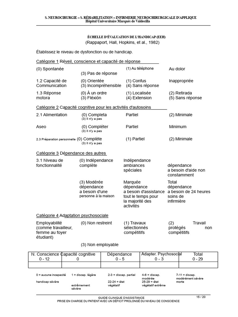 DRS - Échelle D'évaluation de L'incapacité | PDF | Invalidité | Médecine