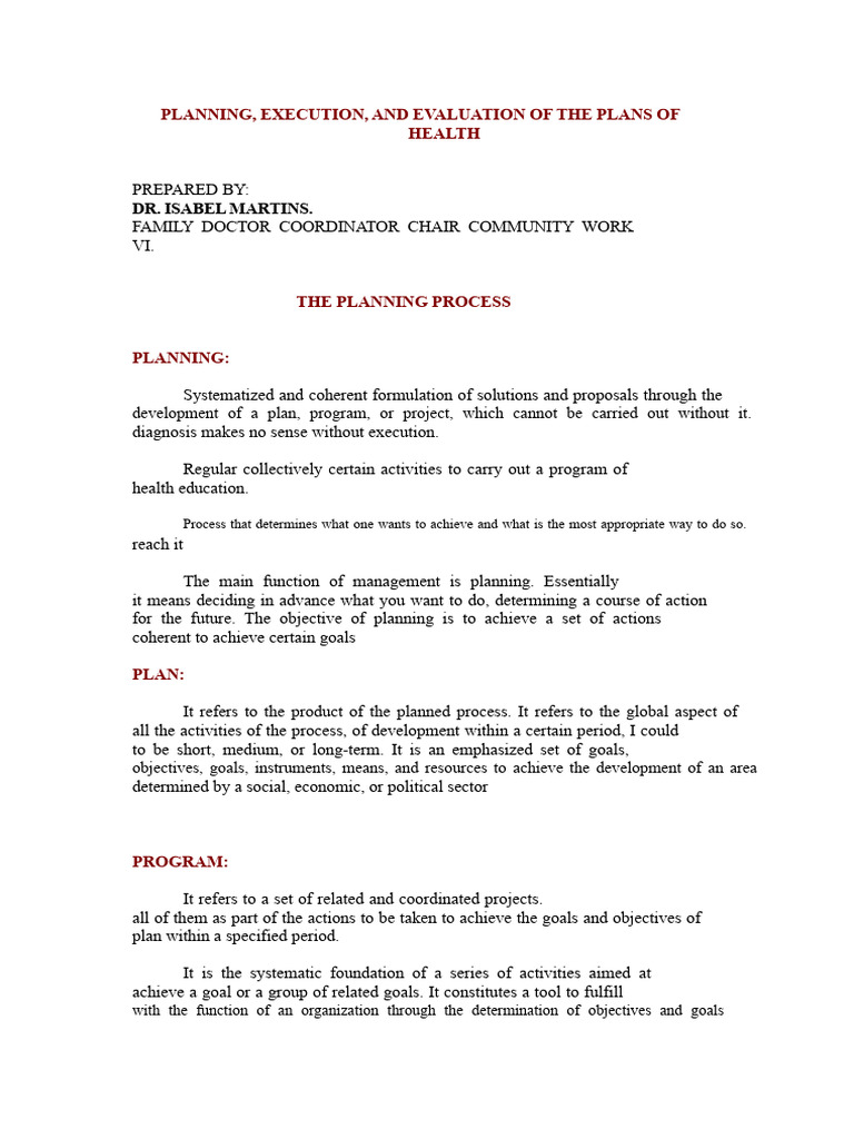 Health Program Planning and Evaluation Guide | PDF | Evaluation | Goal