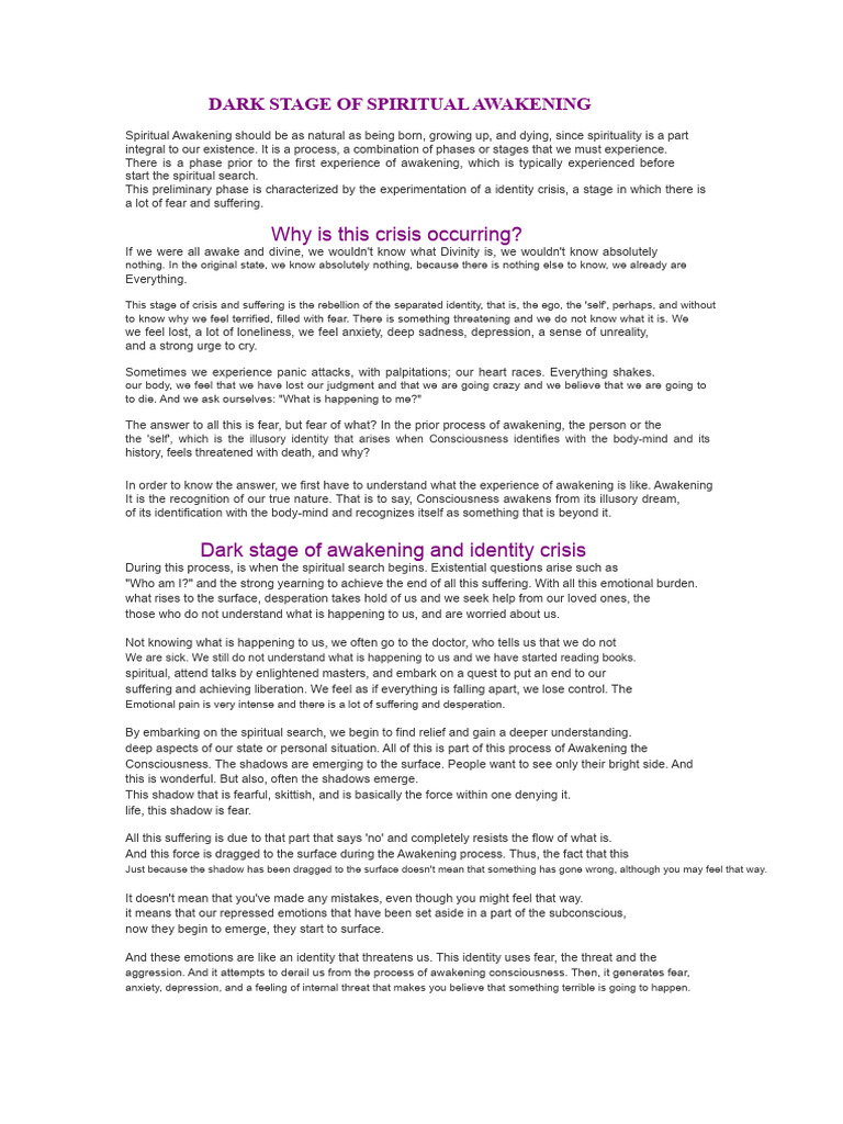 Navigating the Dark Phase of Awakening | PDF | Anxiety | Fear