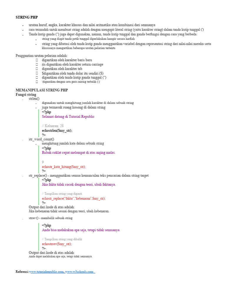 Manipulasi dan Fungsi String PHP | PDF