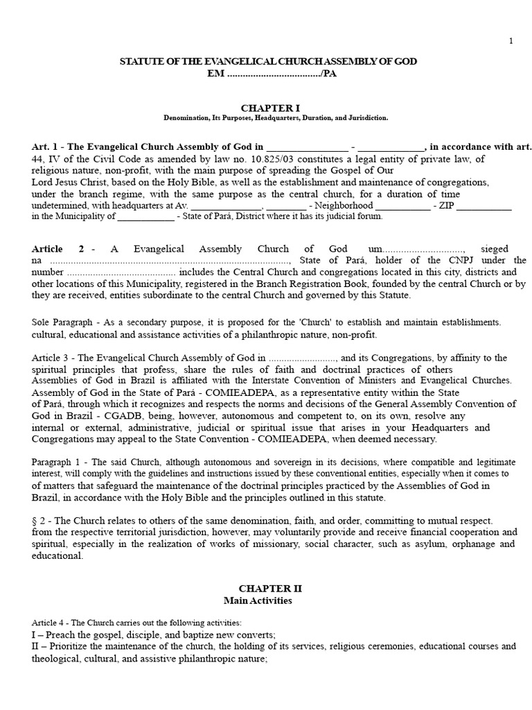 Model Statute of The Evangelical Assembly of God Church | PDF ...