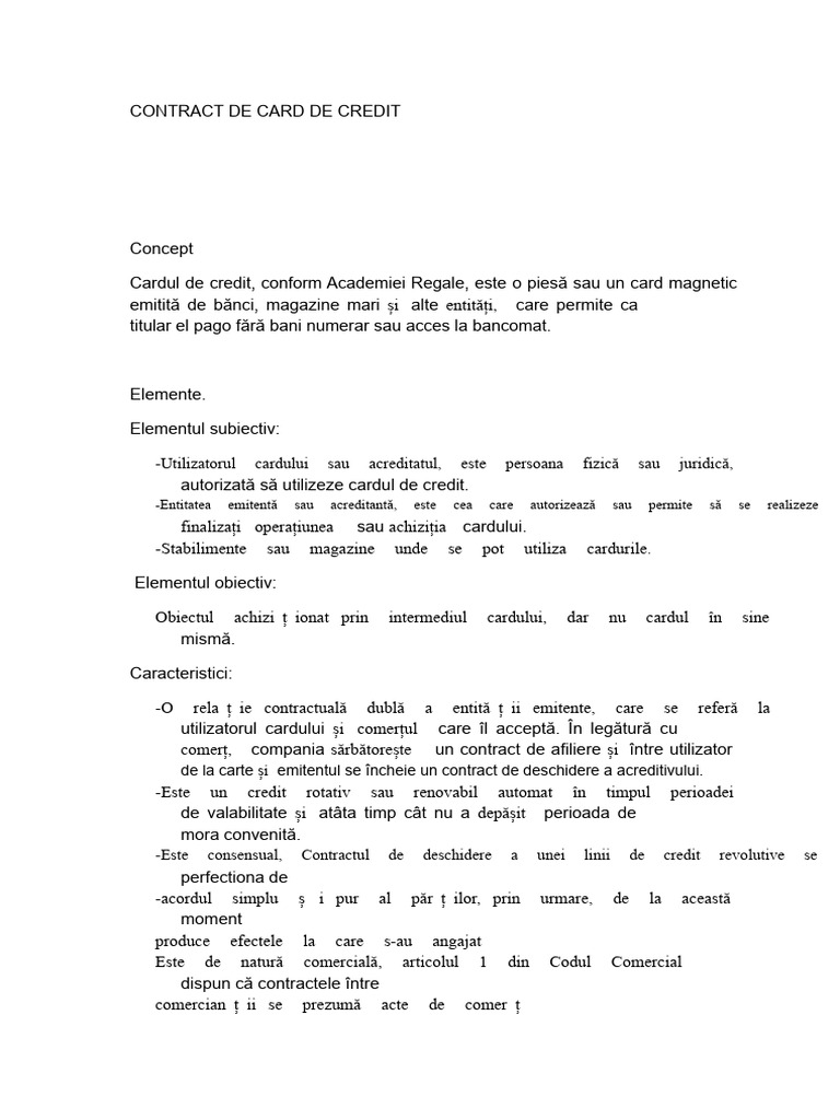 Contract de Card de Credit | PDF