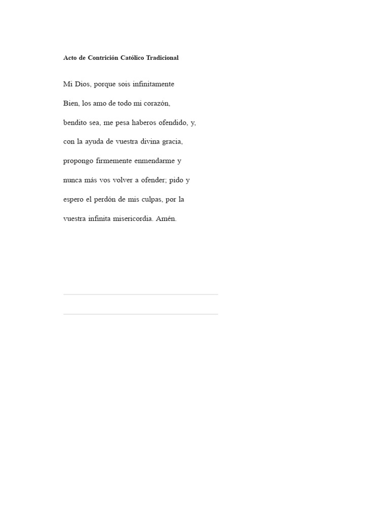 Acto de Contrición Católico Tradicional | PDF