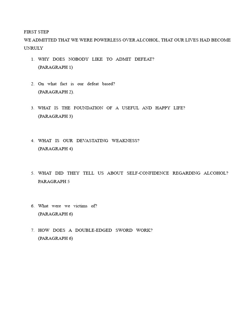 First Step: Admit Powerlessness Over Alcohol | PDF