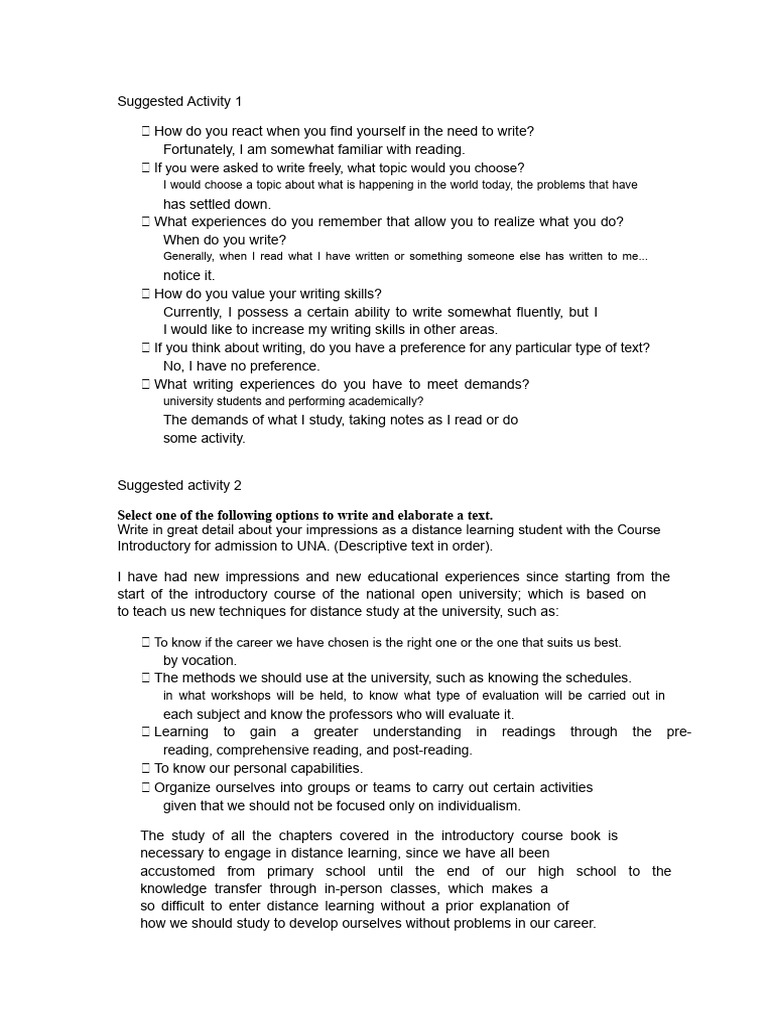 Writing Skills and Distance Learning Insights | PDF | Learning | Knowledge