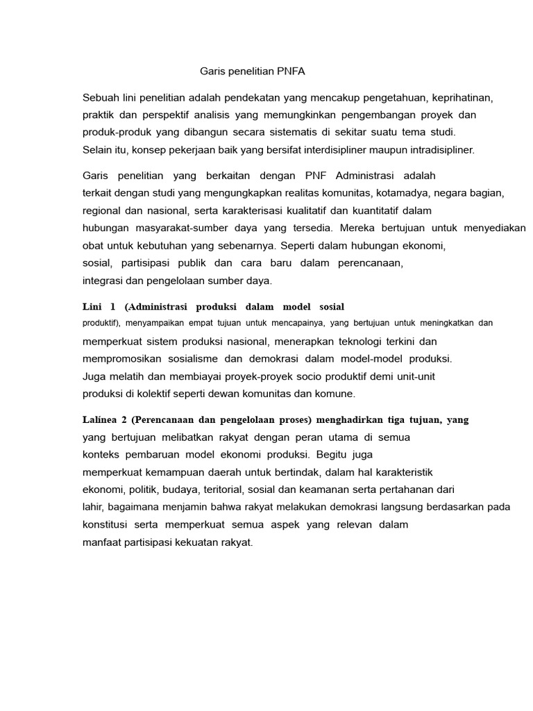 Garis Penelitian PNFA | PDF