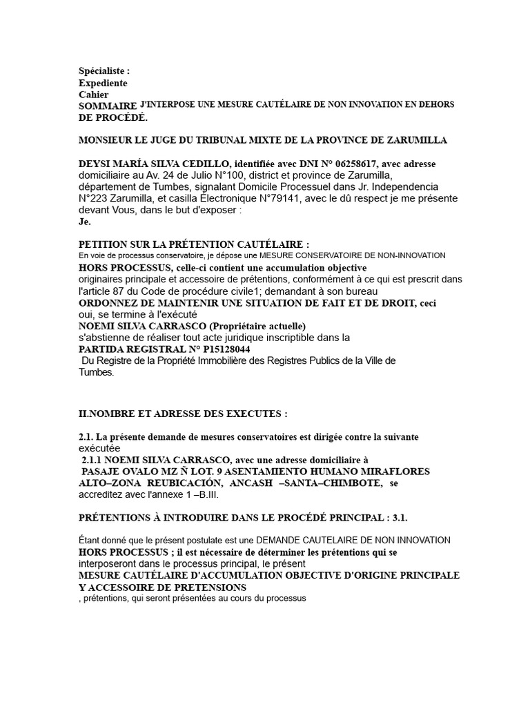 Mesure conservatoire de non-innovation | PDF | Certificat de naissance ...