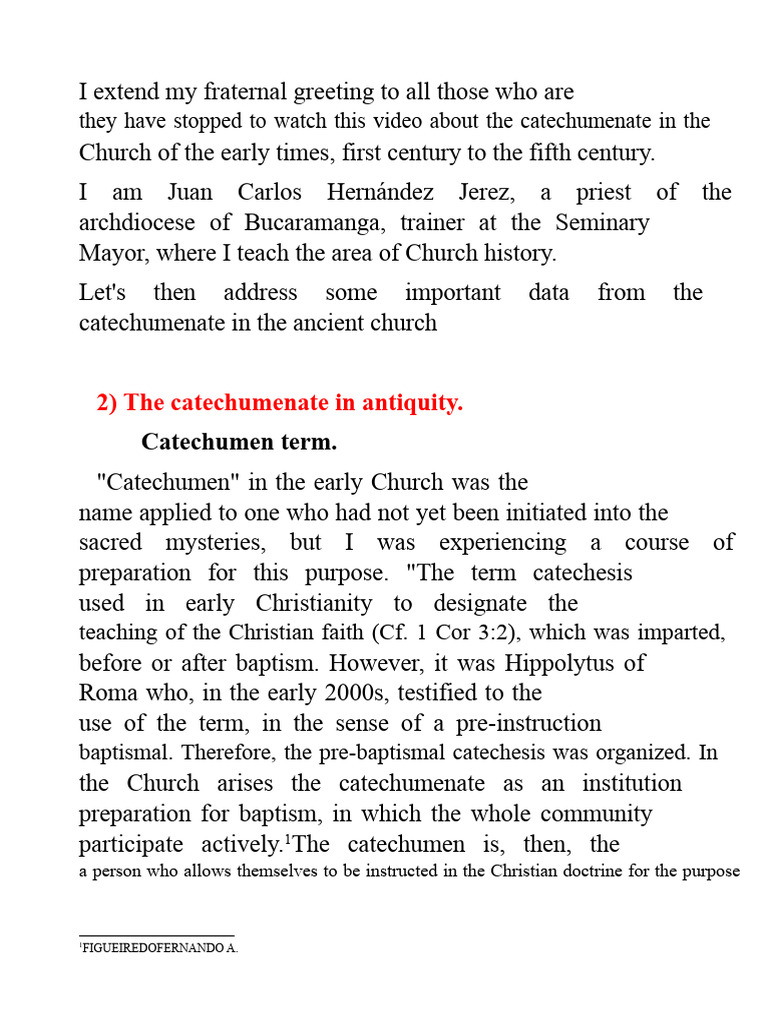 Early Church Catechumenate Overview | PDF | Baptism | Theology