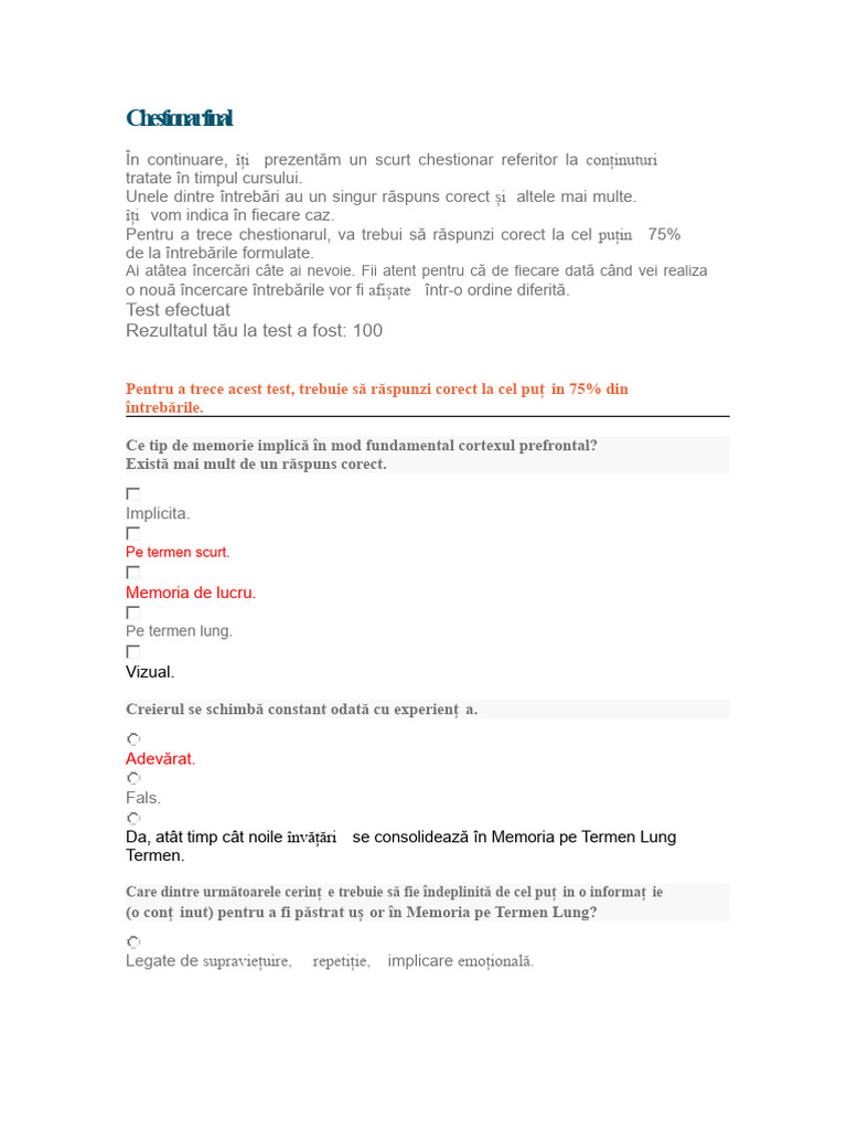 Chestionar Final | PDF
