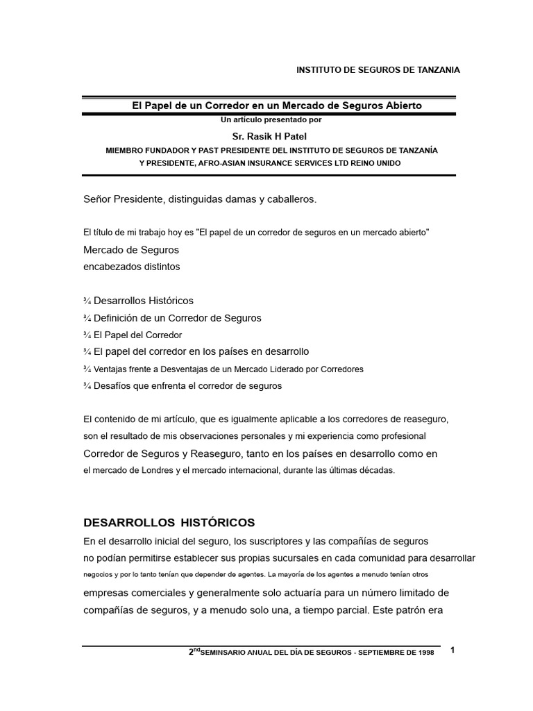 Rol del Corredor en Seguros Abiertos | PDF | Seguro | Reaseguro