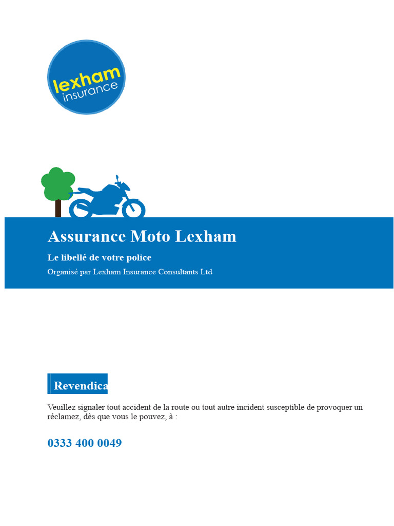 Assurance Moto Lexham : Guide Complet | PDF | Assurance | Motocyclette