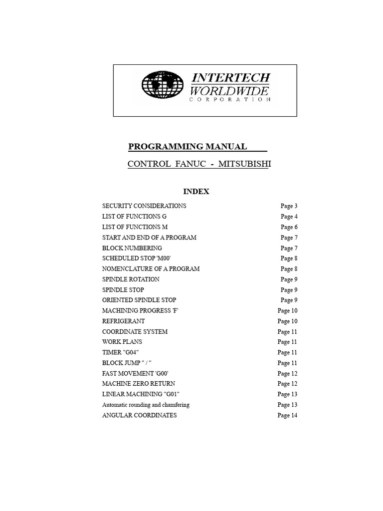 FANUC-Mitsubishi Programming Manual | PDF | Angle | Euclidean Geometry