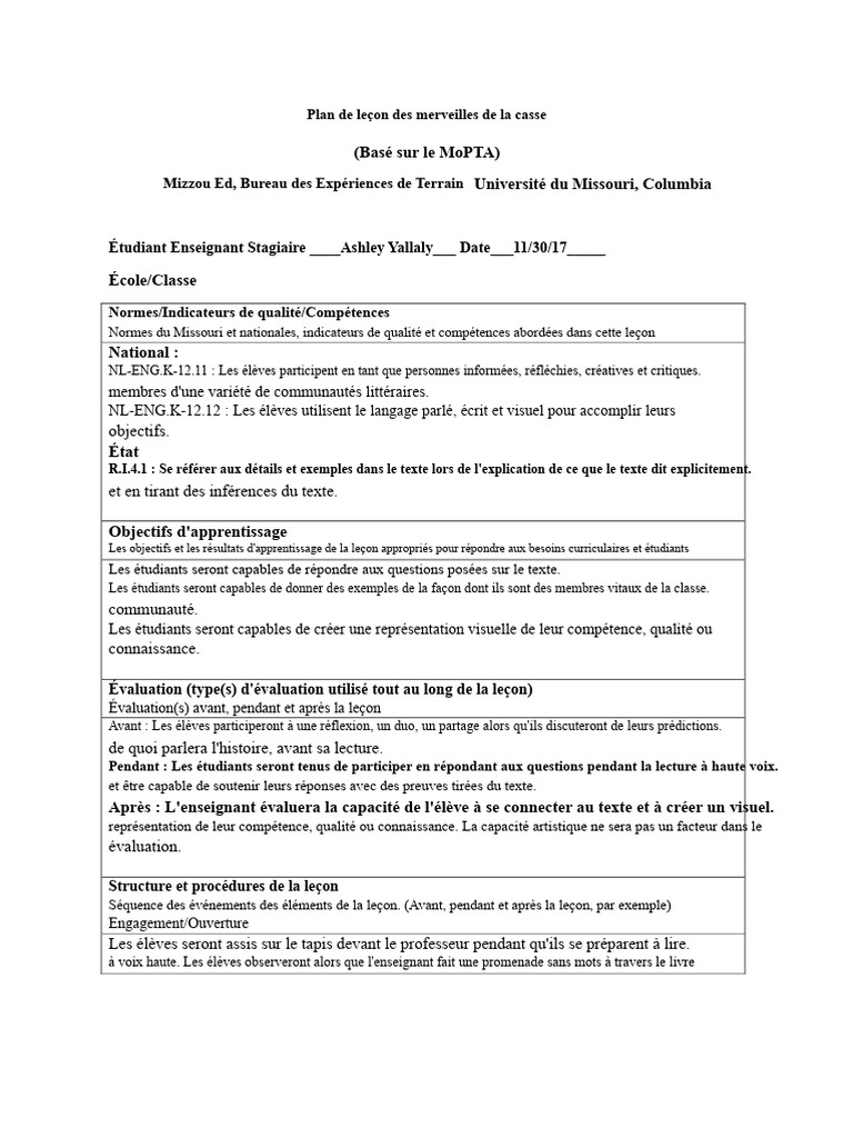 Leçon sur l'unicité en classe | PDF | Apprentissage | Cognition