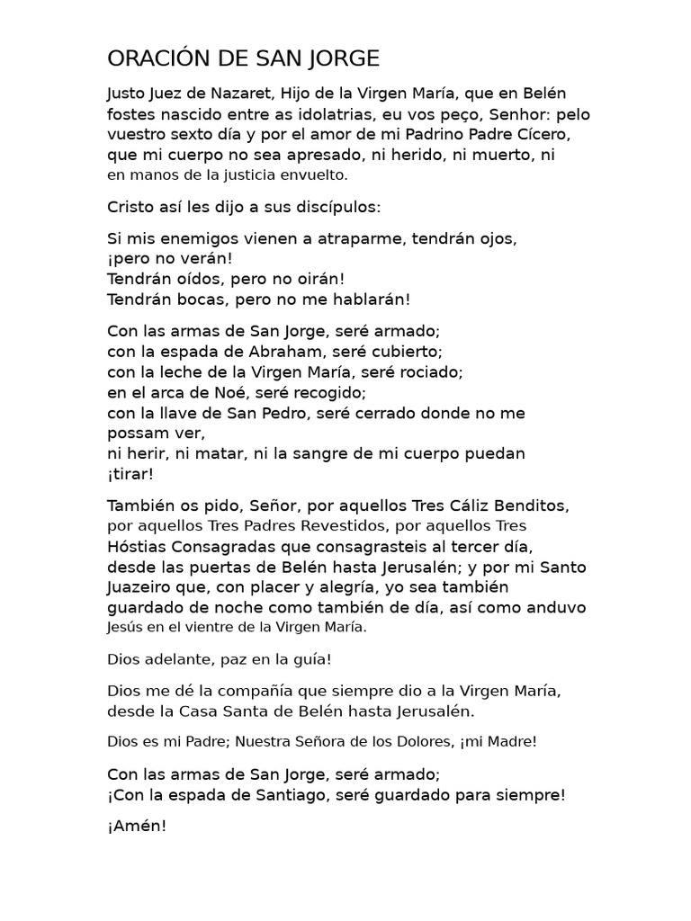 Oración de San Jorge para Protección | PDF