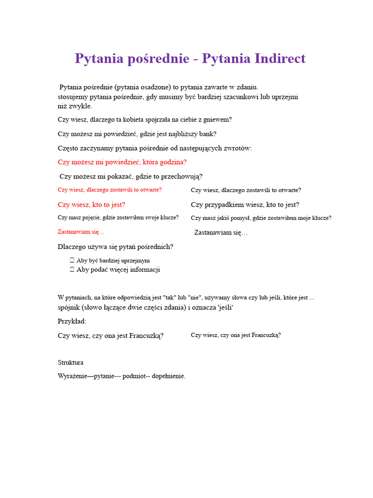 Pytania Pośrednie | PDF