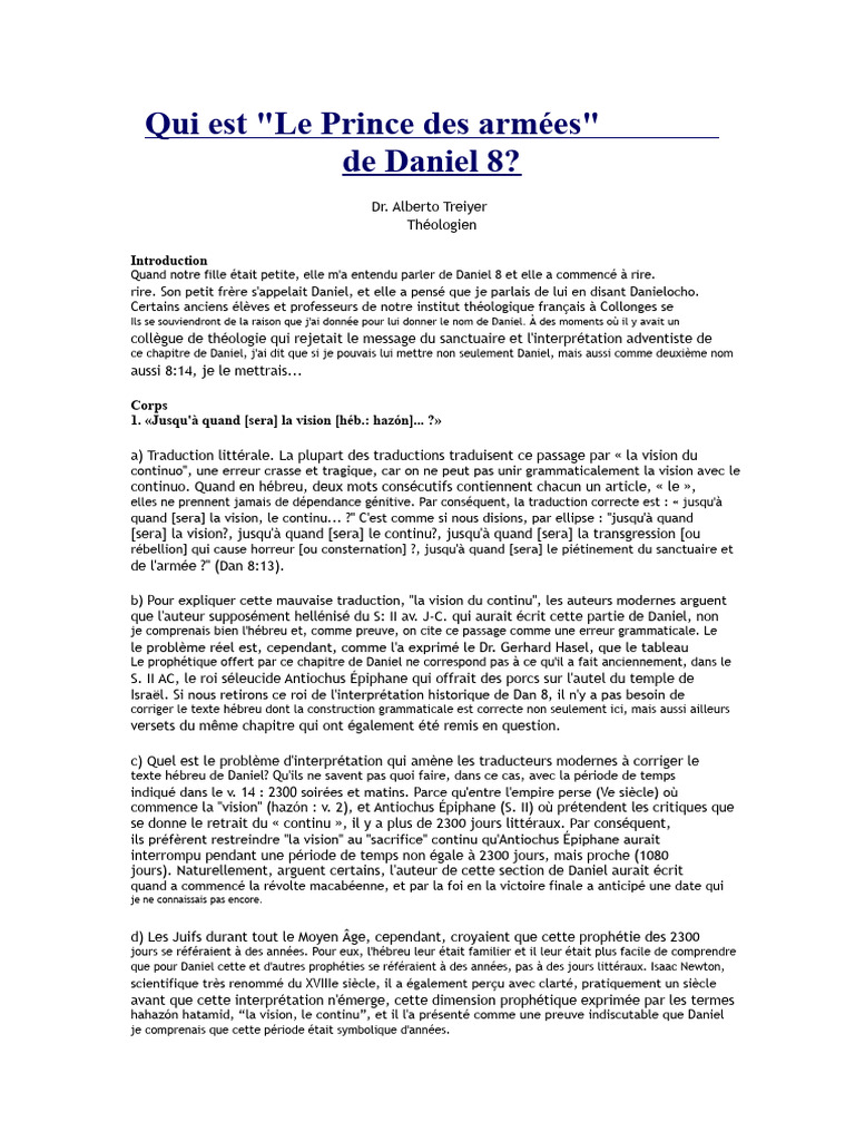 Le Prince des Armées dans Daniel 8 | PDF | Livre de Daniel | Théologie