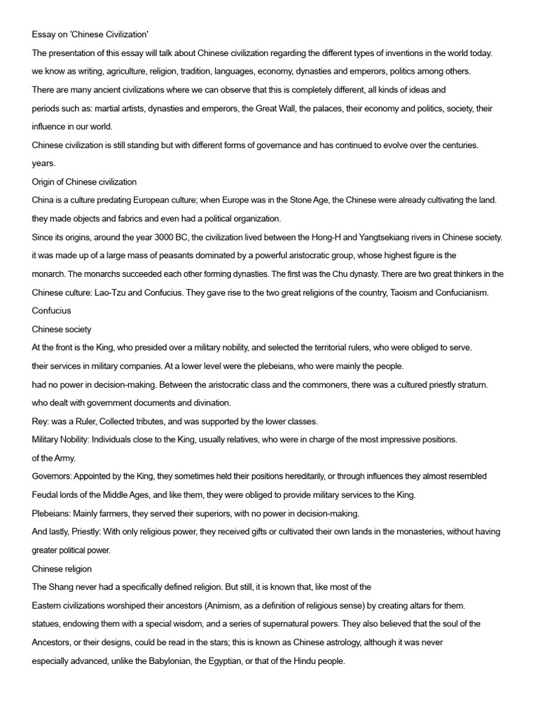 Overview of Chinese Civilization | PDF | Chinese Culture | Confucius