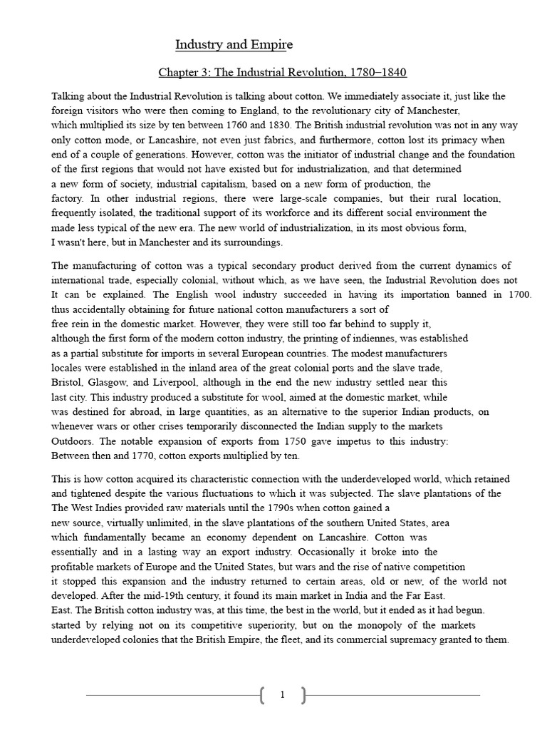 Cotton's Role in the Industrial Revolution | PDF | Industrial ...