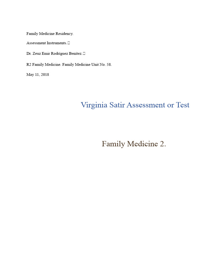 Virginia Satir Family Assessment Tools | PDF