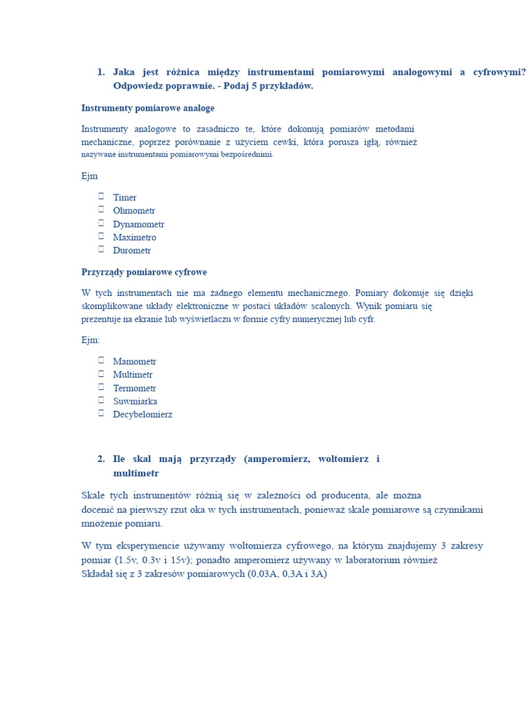 Jaka Jest Różnica Między Przyrządami Pomiarowymi Analogowymi A ...