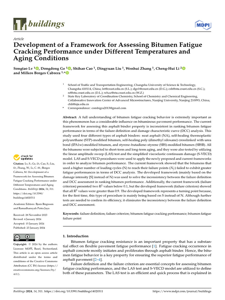 Development of A Framework For Assessing Bitumen Fatigue Cracking ...