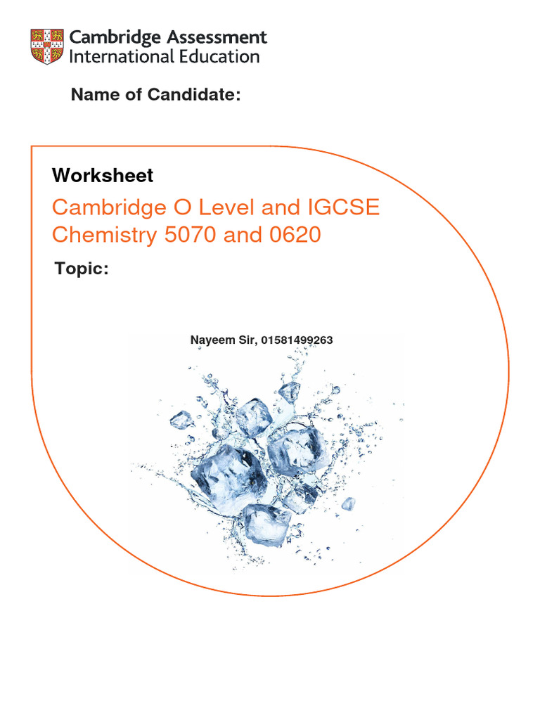 O Level Chemistry Moles Worksheet | PDF | Sulfate | Ph