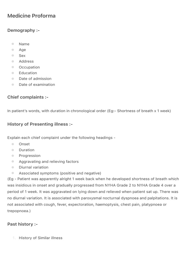Medicine Proforma Template | PDF | Medical Specialties | Diseases And ...