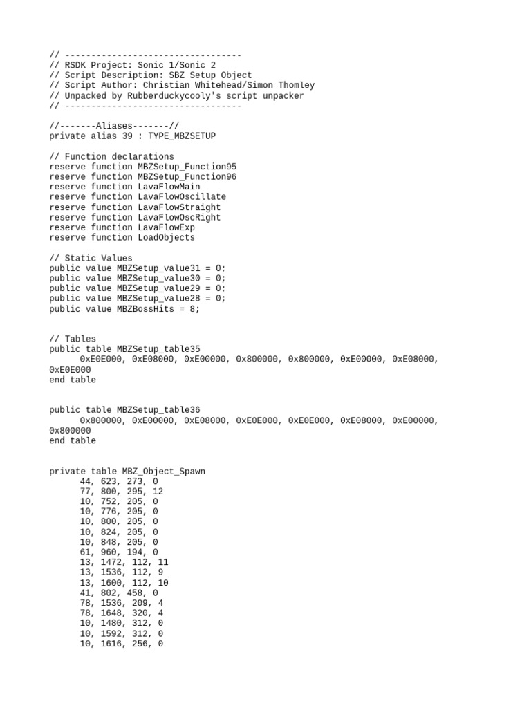 Sonic 1/Sonic 2 SBZ Setup Script | PDF | Video Game Franchises | Video ...