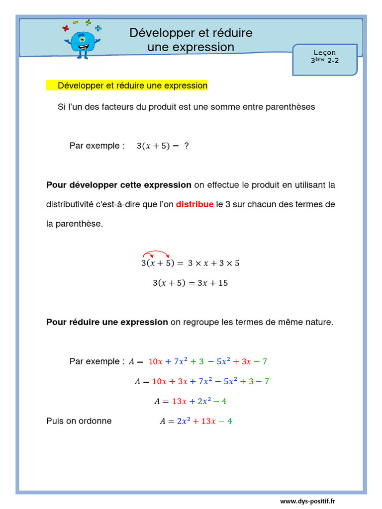 Développer et Réduire des Expressions | PDF