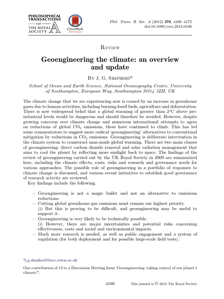 Overview of Climate Geoengineering Methods | PDF | Climate Engineering ...