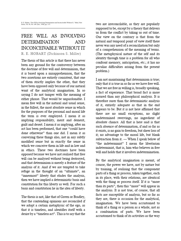 Free Will 2 | PDF | Free Will | Indeterminism