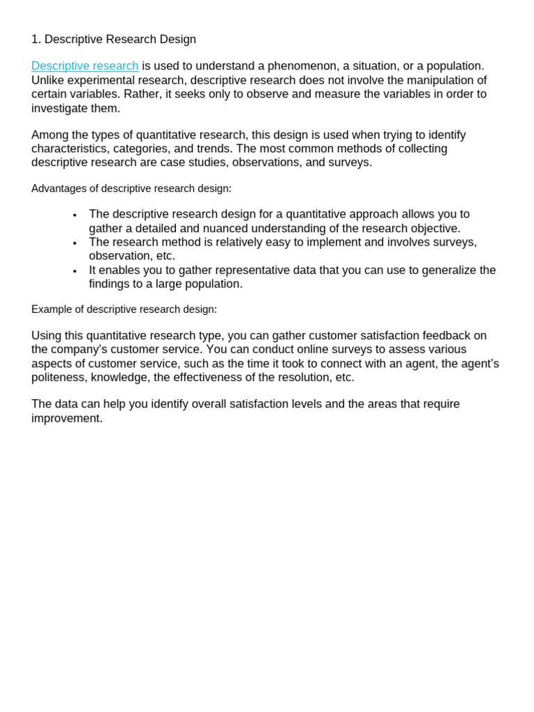 Types of Quantitative Research Designs | PDF | Experiment ...