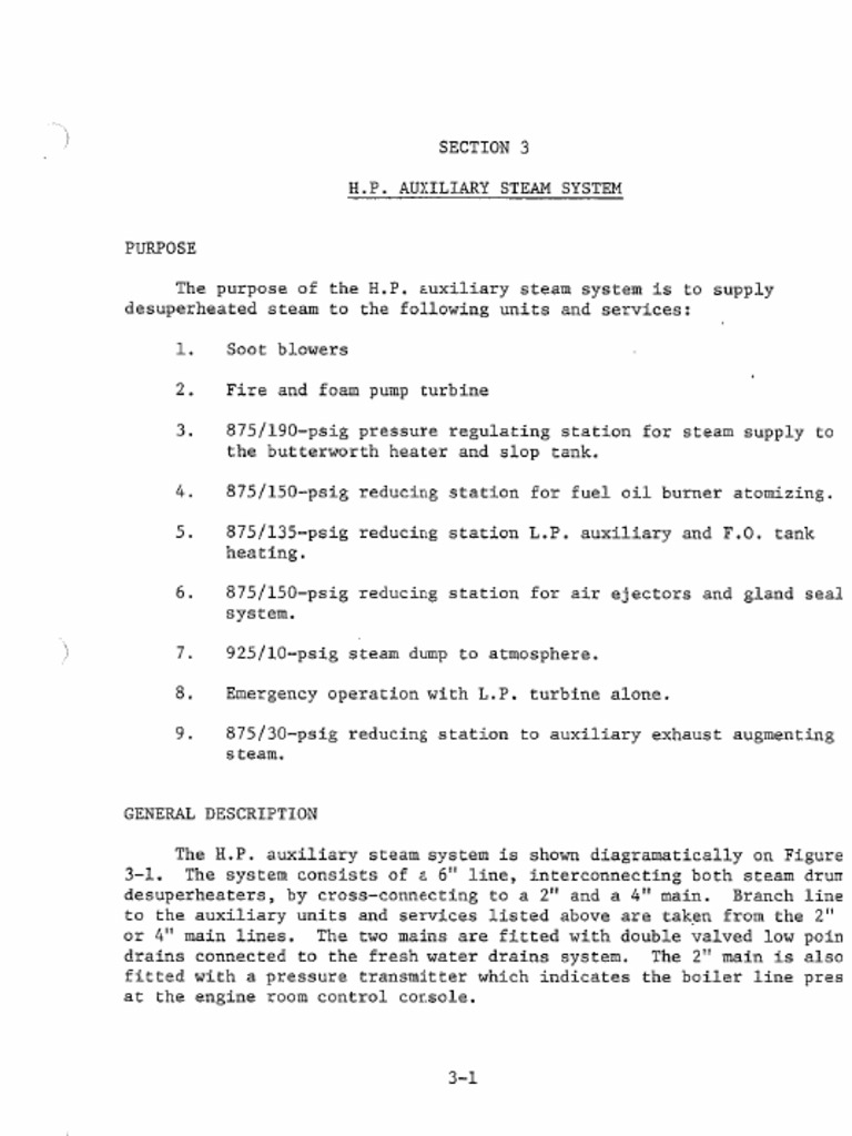 Section 3 - HP Auxiliary Steam System | PDF