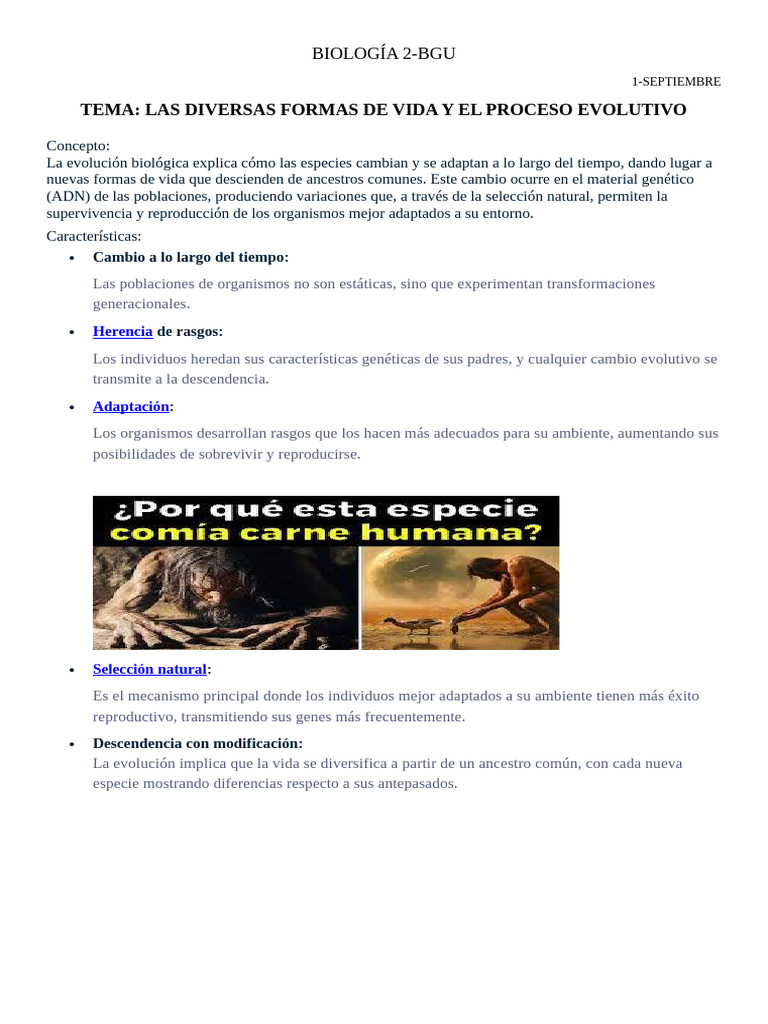 Evolución y Diversidad de la Vida | PDF | Evolución | Seleccion natural