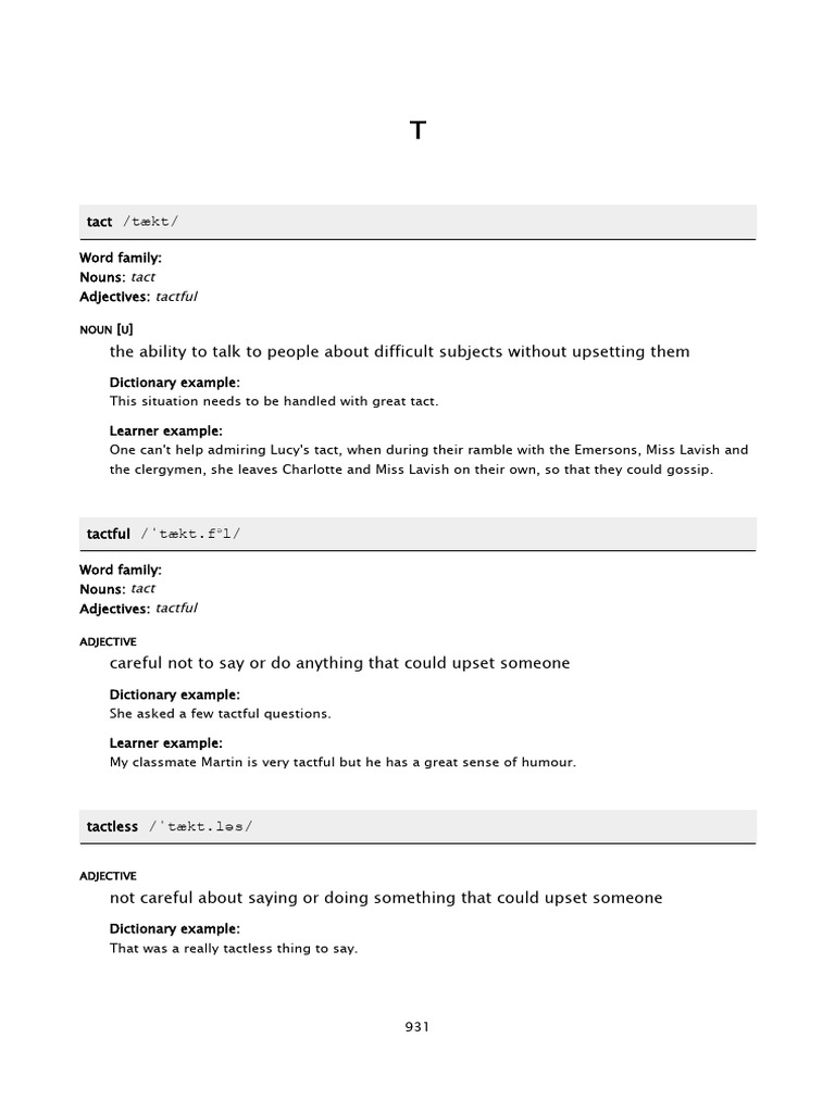 Understanding Tact and Communication | PDF | Adjective | Noun