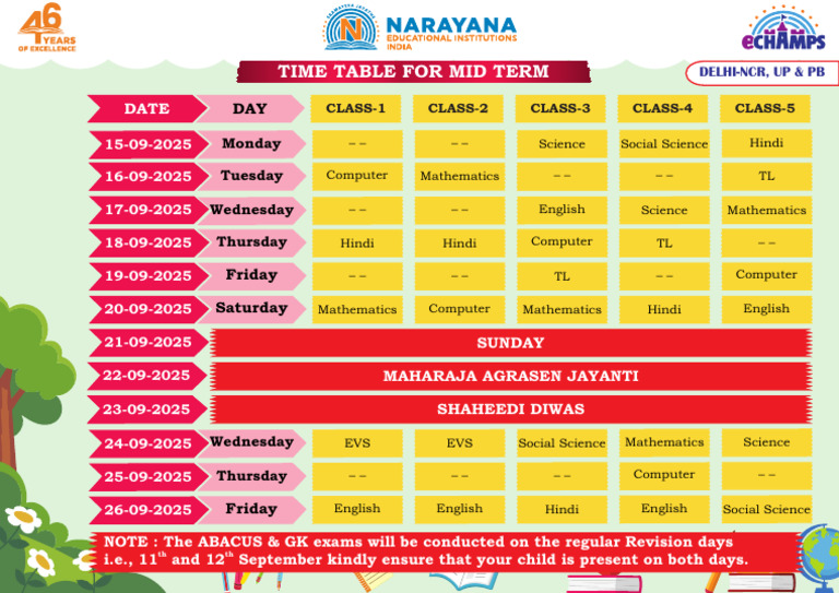 Mid Time Table For Delhincr, Up For Proof | PDF