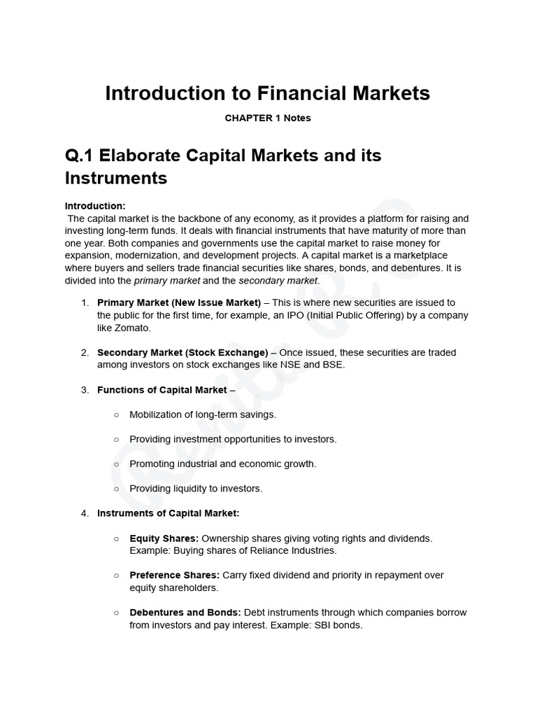 Overview of Financial Markets and Services | PDF | Securities (Finance ...