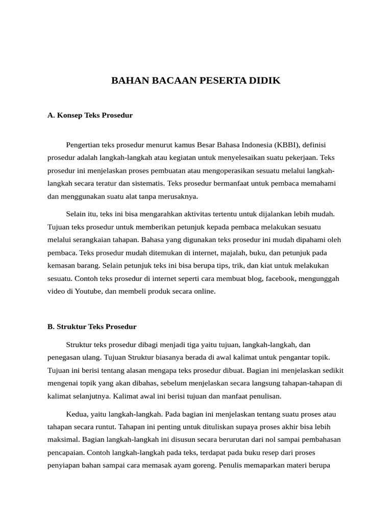 Sumber Bahan Teks Prosedur | PDF