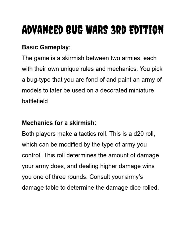Advanced BUG WARS 3rd Edition PDF